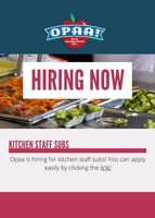 OPAA is Hiring Kitchen Subs
